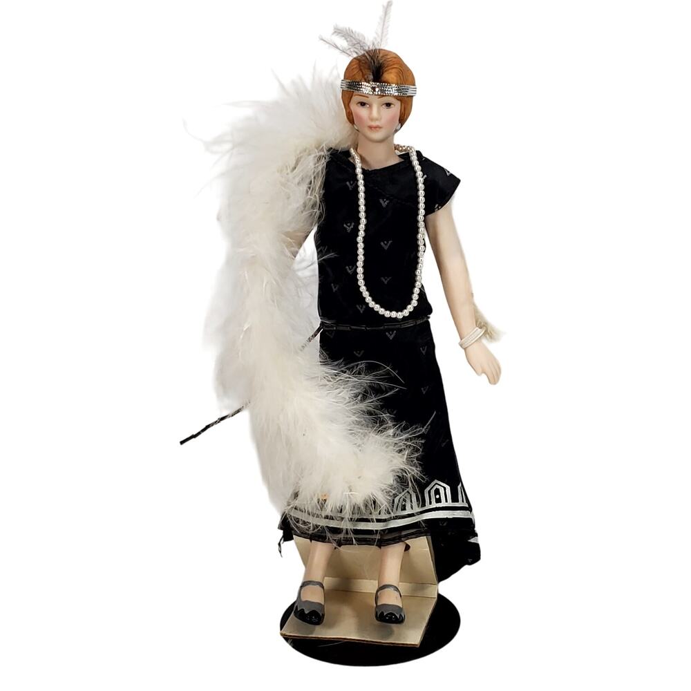 Vtg 1980s Avon Roaring 20's Flapper Girl Porcelain Doll Original Clothes